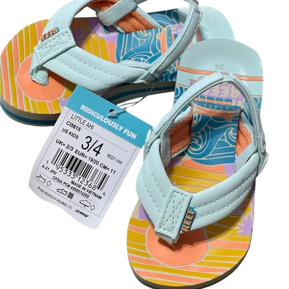 Reef Little Ahi Toddler Sandals Little Kids 2-4 Years Old Size 3/4 NWT